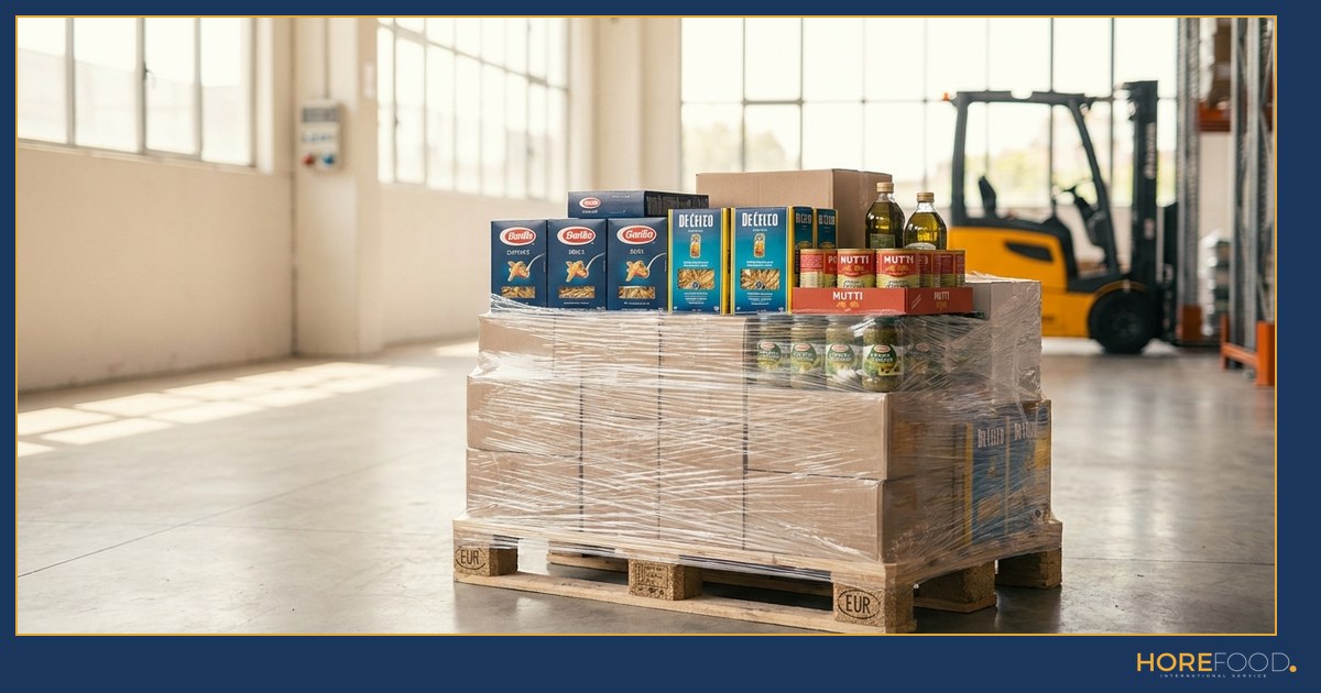Pallet of Italian food wholesale ready to ship across the EU