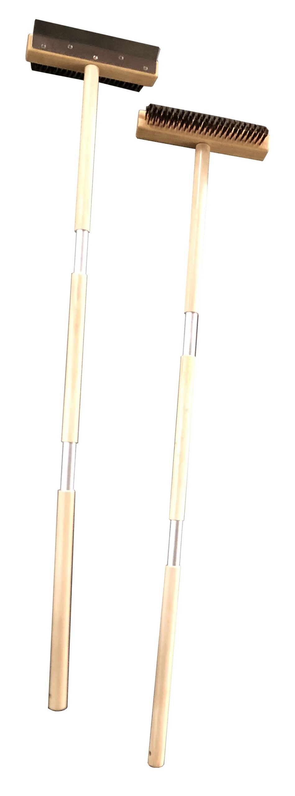 7013.1855-12393 Pizza Oven Brush With Scraper And Wooden Handle 25-120 - Image 1