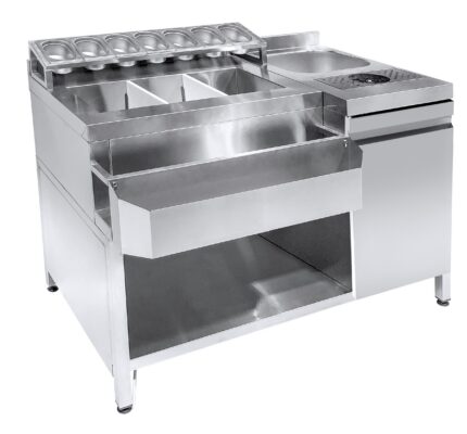 Cocktail Bar Station Incl. Sink, Glass Rinser, GN Containers And Speedrail For Bottles
