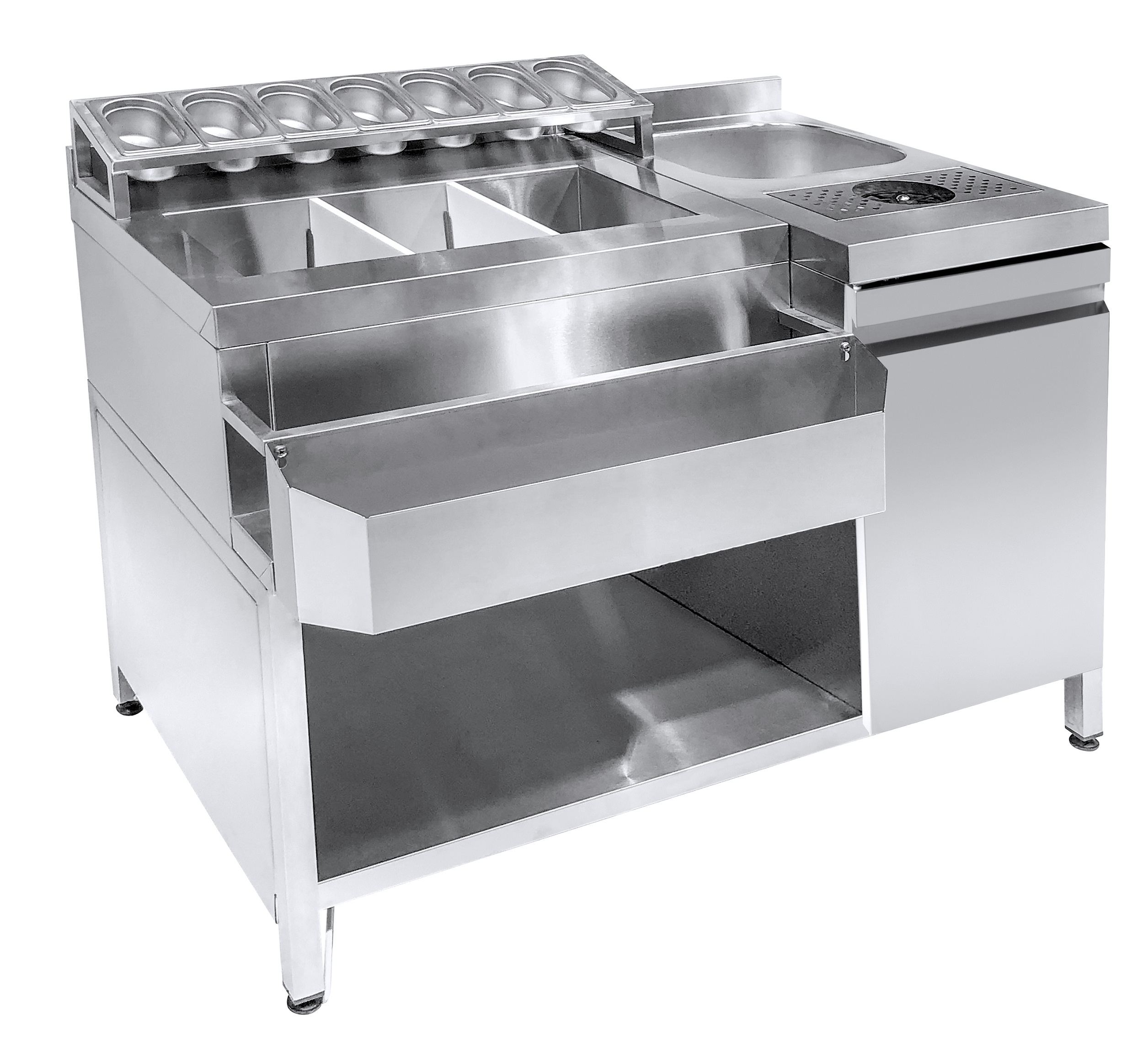 7083.003520lr Cocktail Bar Station Incl. Sink, Glass Rinser, GN Containers And Speedrail For Bottles - Image 1