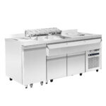 Refrigerated Cocktail Bar Station Incl. Sink, Glass Rinser, Speedrail For Bottles, Cutting Board And Waste Bin