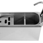 Sink For Ice Cream Scoop With Water Tap 380X120X150 With Water Drain Hole, Water Connection And Overflow Pipe