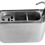 Sink For Ice Cream Scoop With Water Tap 410X120X270 With Water Drain Hole, Water Connection And Overflow Pipe