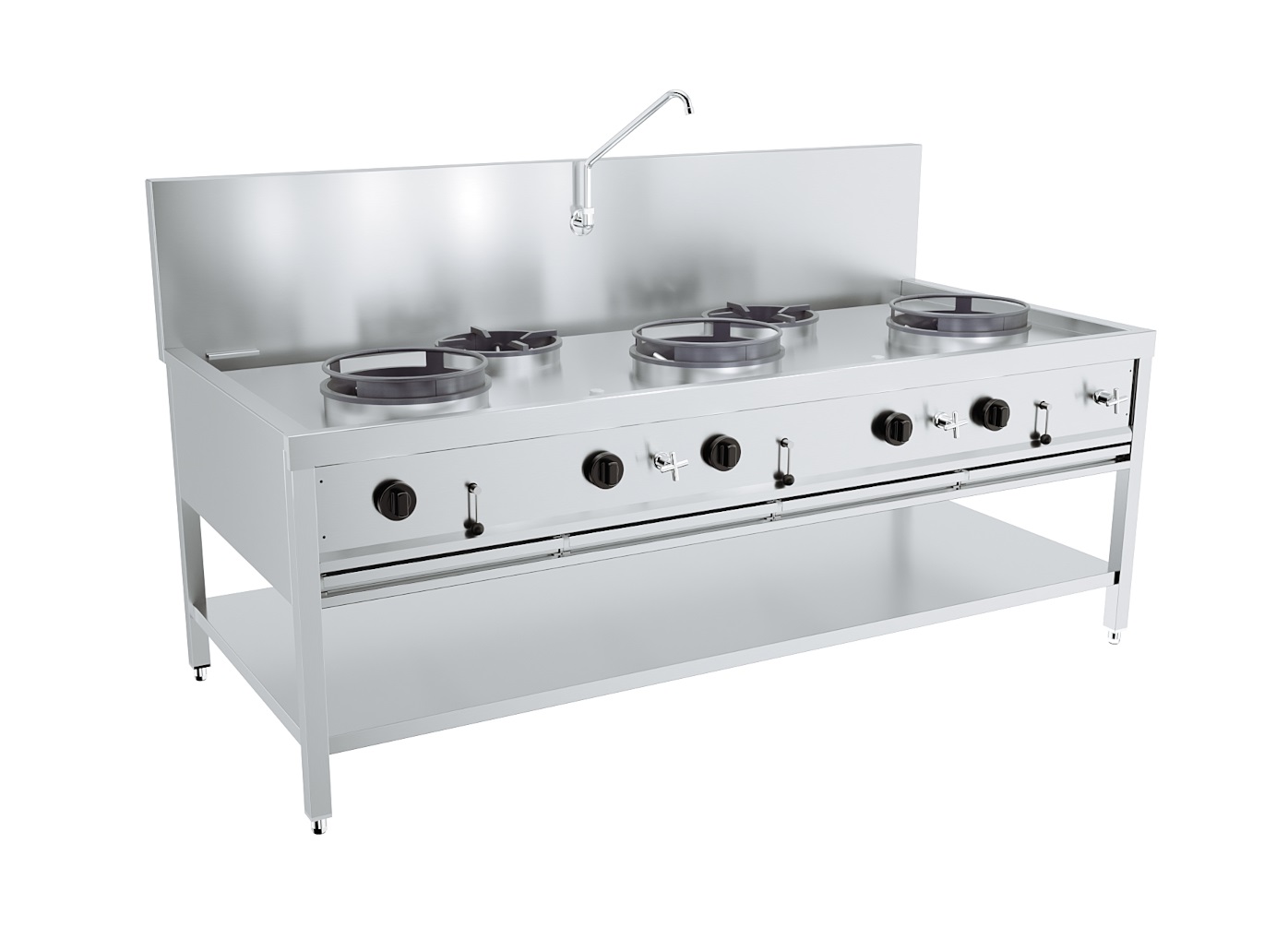 7178.1210 Gas Wok Table 3X17KW + 2X9KW - Image 1