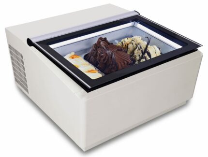 Countertop Model Ice Cream Display White Opens On The Customer Side