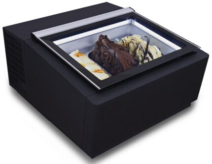 Countertop Model Ice Cream Display Black Opens On The Customer Side