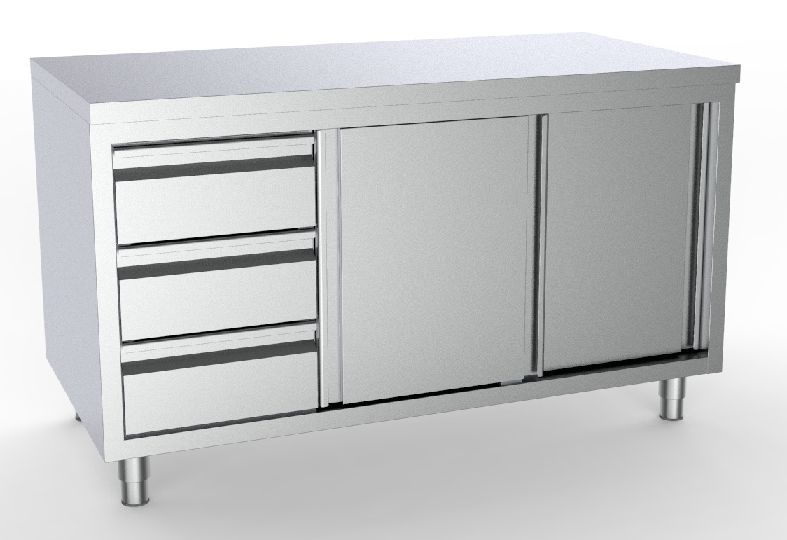 7333.0248-12155 700 Worktable Sliding Doors Drawers Left 1400 - Image 1