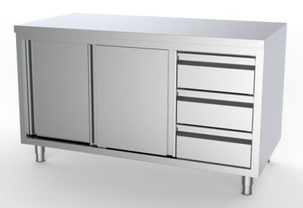 700 Worktable Sliding Doors Drawers Right 1400