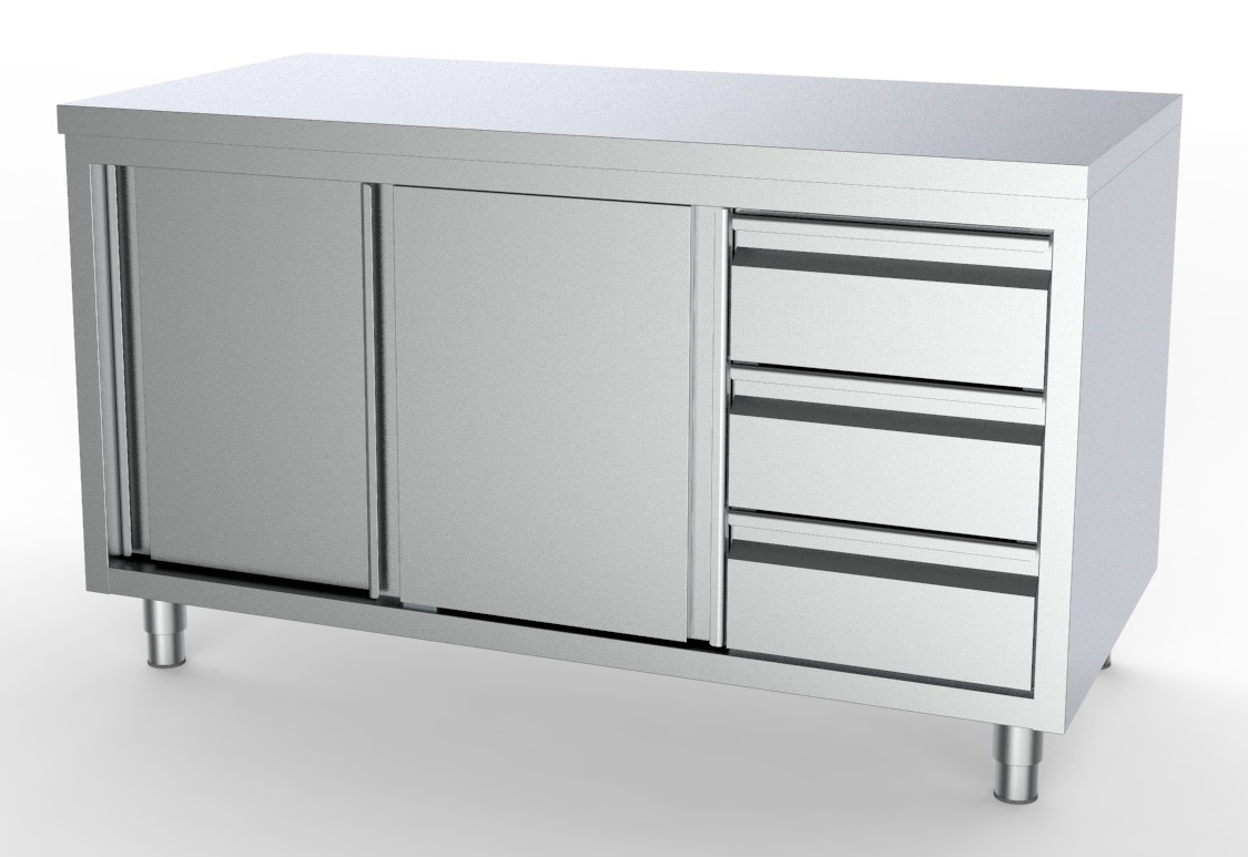 7333.0262-12156 700 Worktable Sliding Doors Drawers Right 2000 - Image 1