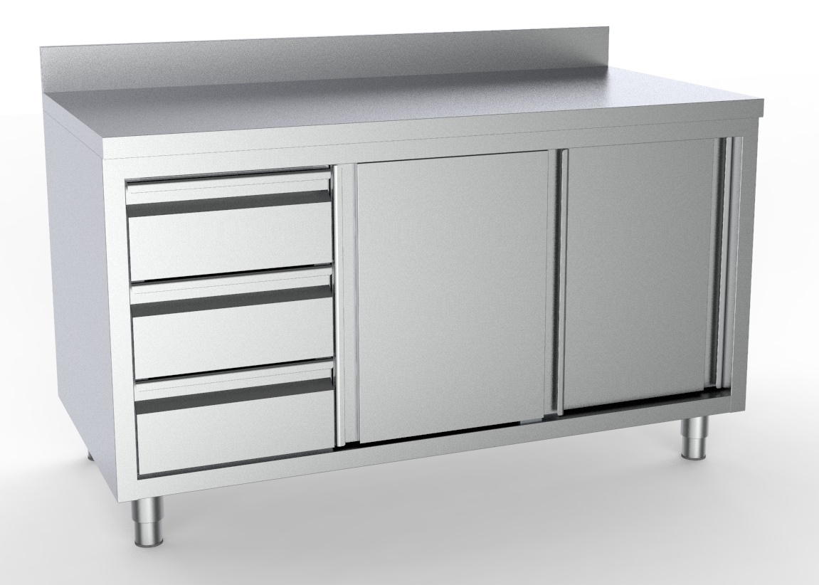 7333.0264-12157 700 Worktable Sliding Doors Drawers Left With Upstand 1400 - Image 1