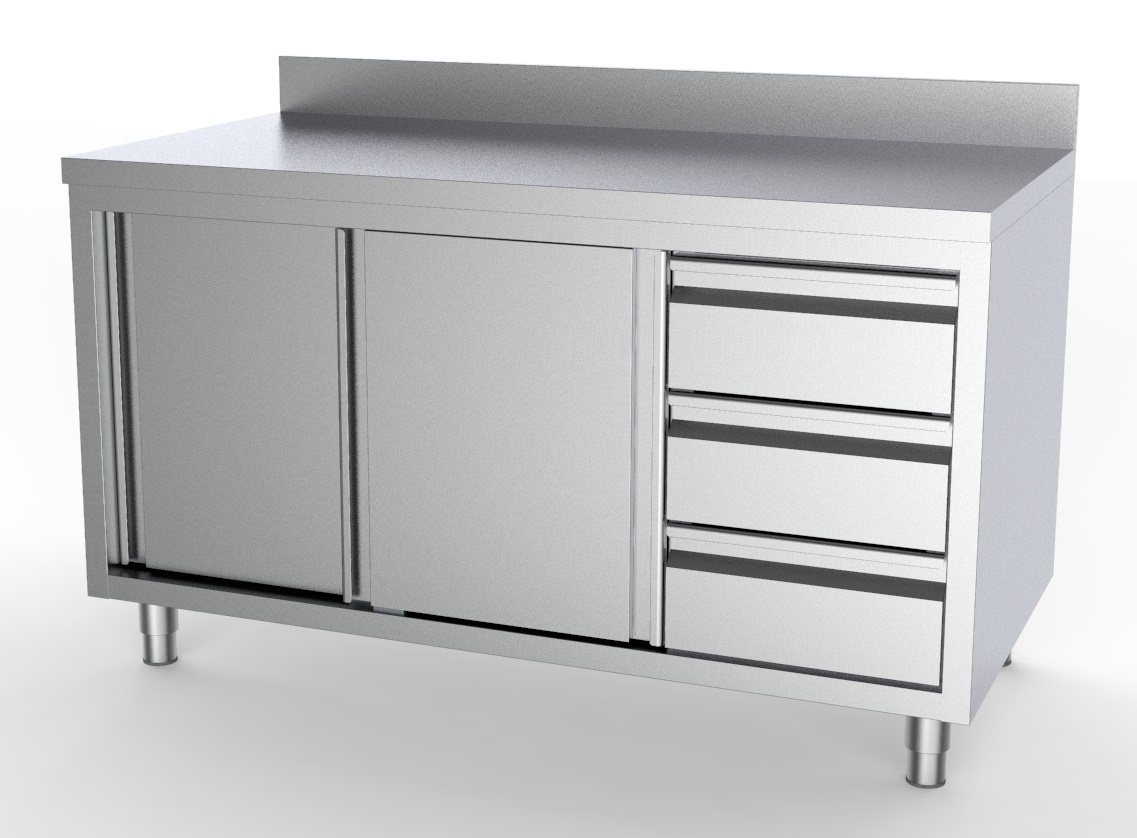 7333.0276-12158 700 Worktable Sliding Doors Drawers Right With Upstand 1800 - Image 1