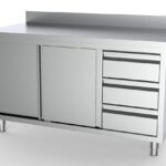 700 Worktable Sliding Doors Drawers Right With Upstand 2000