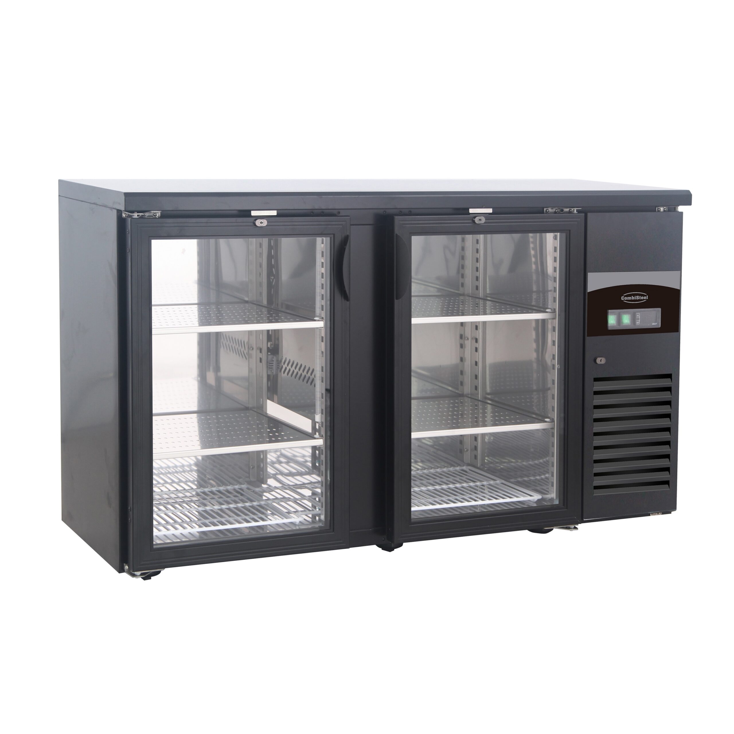 Bar Cooler, Black — 2 Glass Doors Backbar Cooler Black 2 Glass Doors - Image 1