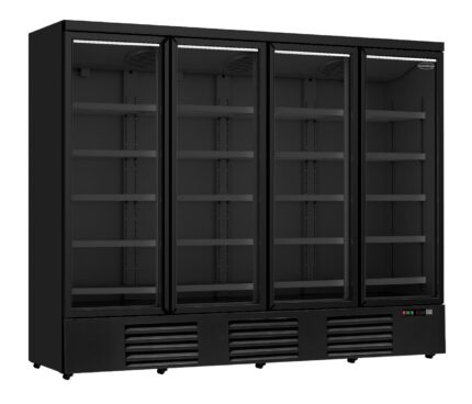 Refrigerator 4 Glass Doors Black JDE-2025R Bl *transport On Request* **note: There Is A Higher Inrush Current, Which Makes A Circuit Breaker With Type C Characteristic Necessary.**