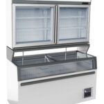 Wall Mounted Freezer Unit White 2 Glass Doors