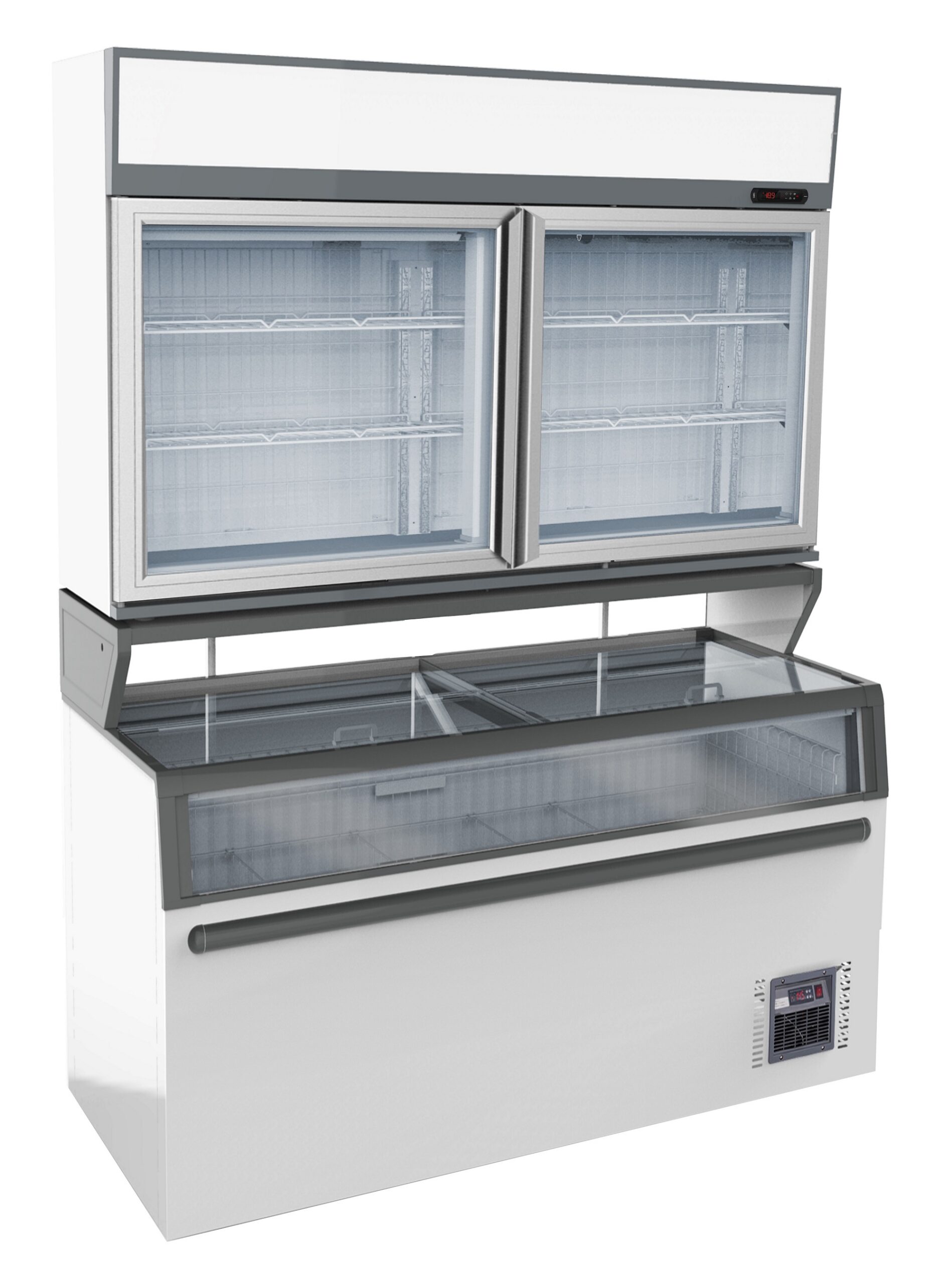 7455.2520-15355 Wall Mounted Freezer Unit White 2 Glass Doors - Image 1