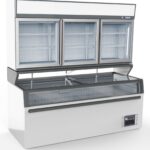 Wall Mounted Freezer Unit White 3 Glass Doors