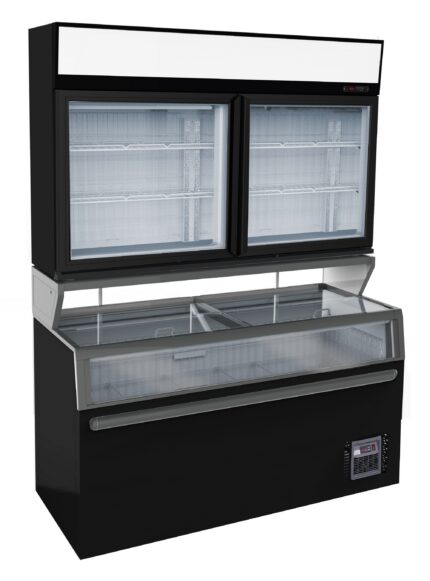 Wall Mounted Freezer Unit Black 2 Glass Doors