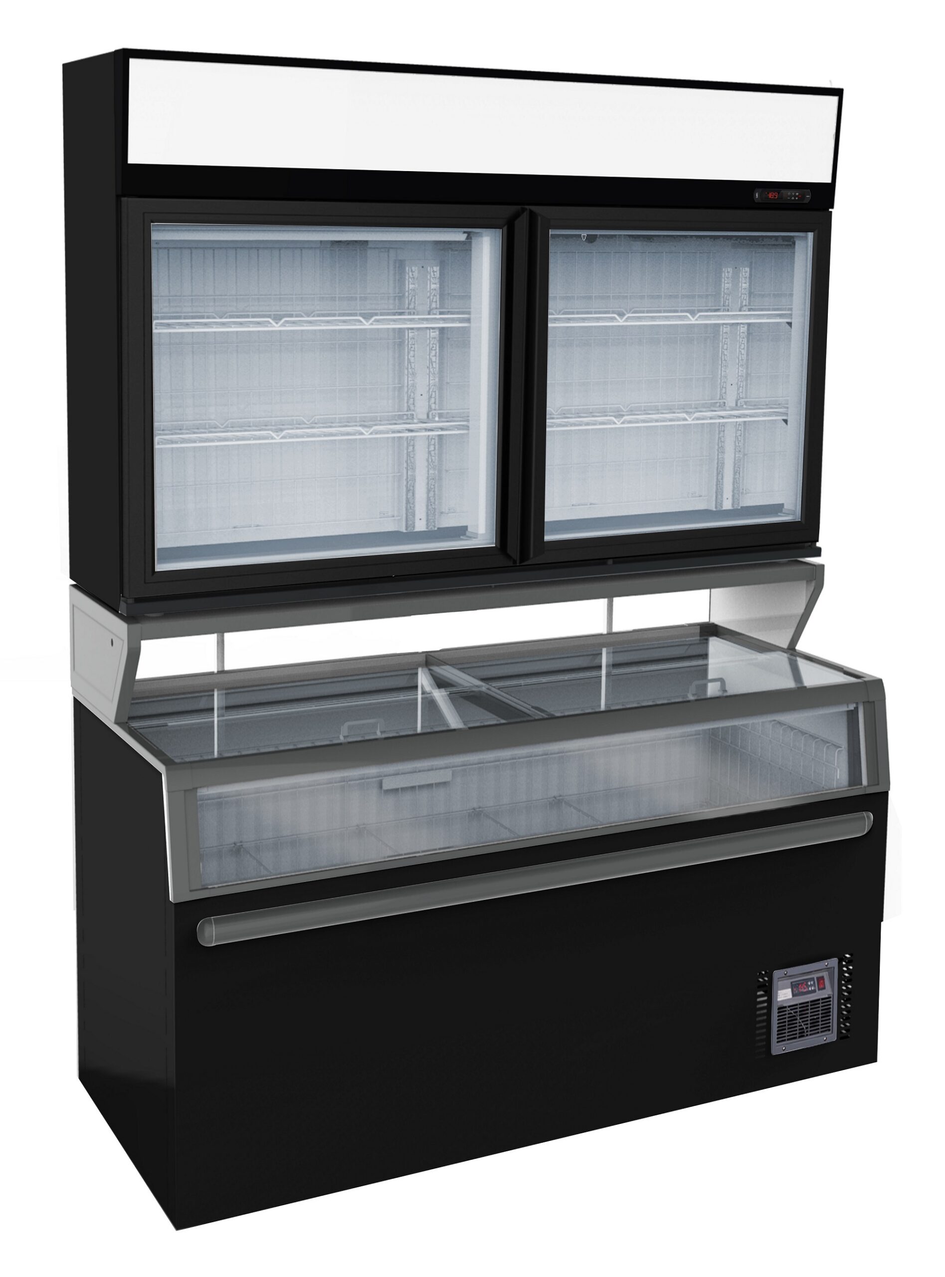 7455.2530-14367 Wall Mounted Freezer Unit Black 2 Glass Doors - Image 1