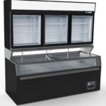 Wall Mounted Freezer Unit Black 3 Glass Doors