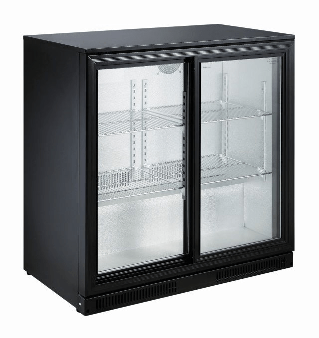 Bar Cooler, Black — 2 Sliding Doors Backbar Cooler Black 2 Sliding Doors - Image 1