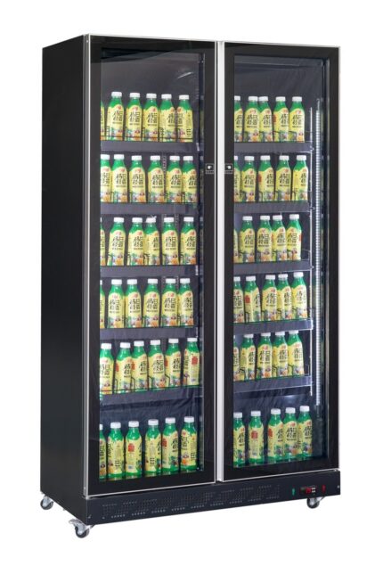 Refrigerator 2 Glass Doors Black