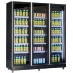 Refrigerator 3 Glass Doors Black