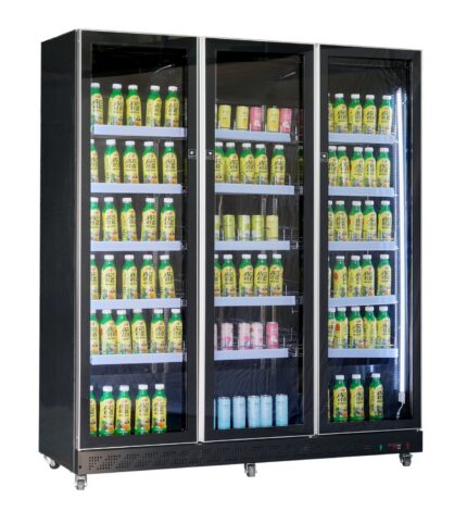 Refrigerator 3 Glass Doors Black