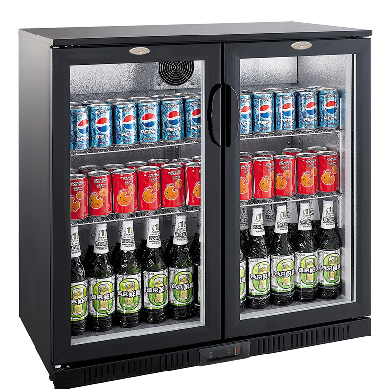 Bar Cooler, Black — 2 Doors Backbar Cooler Black 2 Doors - Image 1