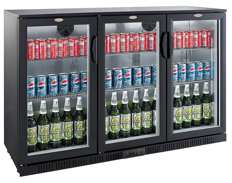 Bar Cooler, Black — 3 Doors Backbar Cooler Black 3 Doors - Image 1