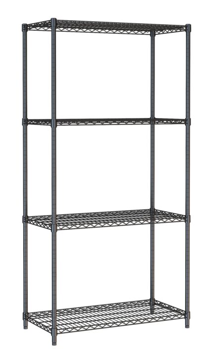 Shelf Units 4 Levels 900 Black Flat Packed