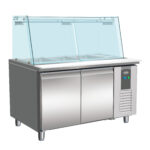 700 Refrigerated Counter With Glass Cover 2 Doors 3X 1/1 + 3X 1/6GN Container