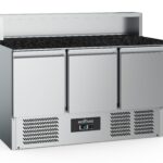 Pizza Counter 3 Doors 8x1/6GN Container Black Granit Worktop