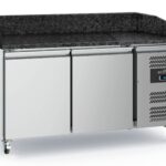 Pizza Counter 2 Doors Black Granite Worktop - With Wheels
