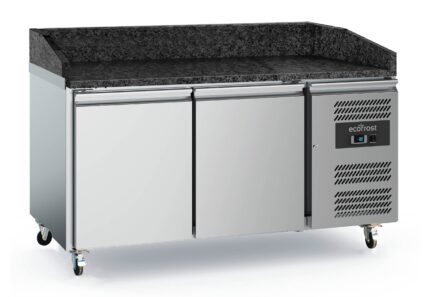 Pizza Counter 2 Doors Black Granite Worktop - With Wheels