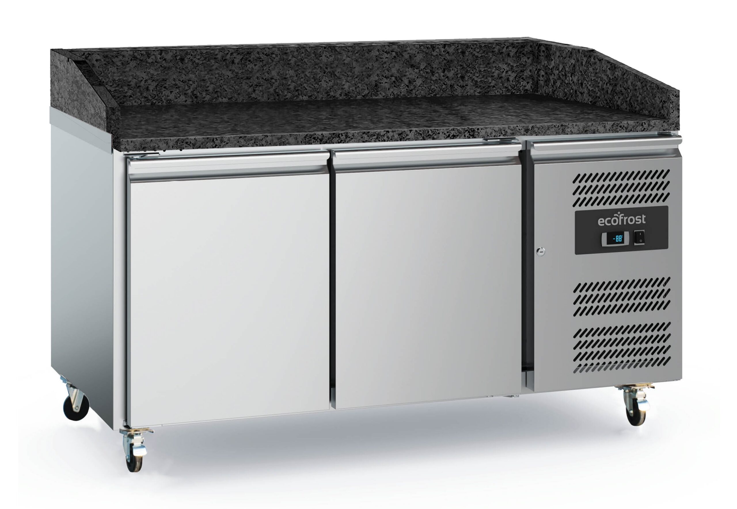 7950.5137 Pizza Counter 2 Doors Black Granite Worktop - With Wheels - Image 1