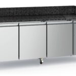 Pizza Counter 3 Doors Granite With Wheels