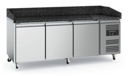 Pizza Counter 3 Doors Granite With Wheels