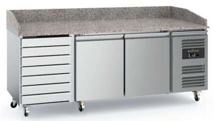 Pizza Counter 2 Doors 7 Drawers With Wheels
